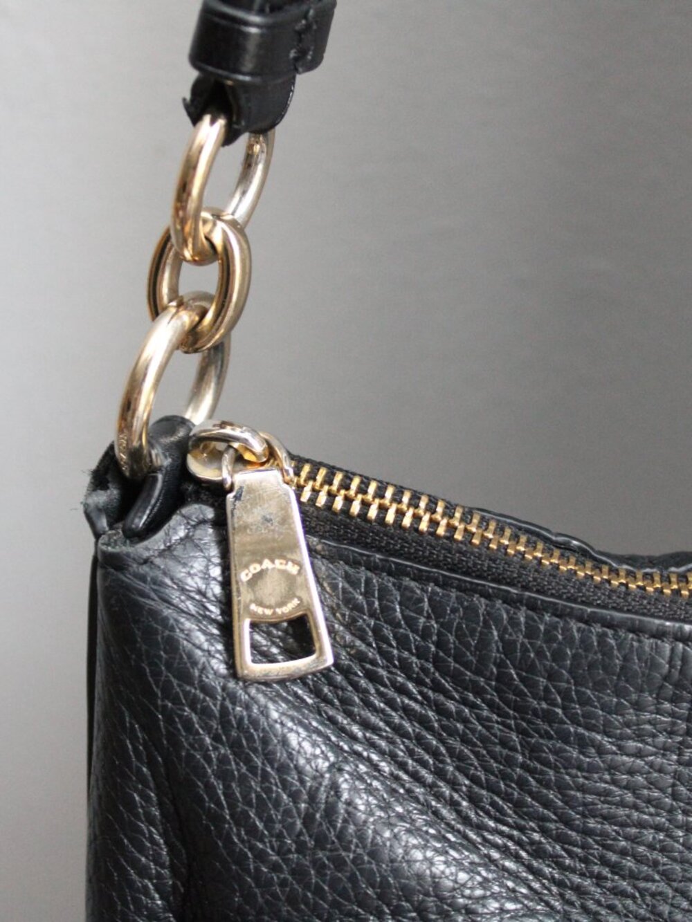 Coach Black Leather Mae Crossbody Bag Purse Gold Metal Accents F34823 - Picture 5 of 7